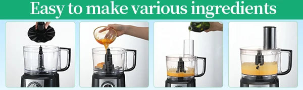 10-Cup (2.36L) 5-in-1 Electric Food Processor Powerful 600W Motor BPA-Free Easy Clean – Ideal for Smoothies, Dough, Baby Food