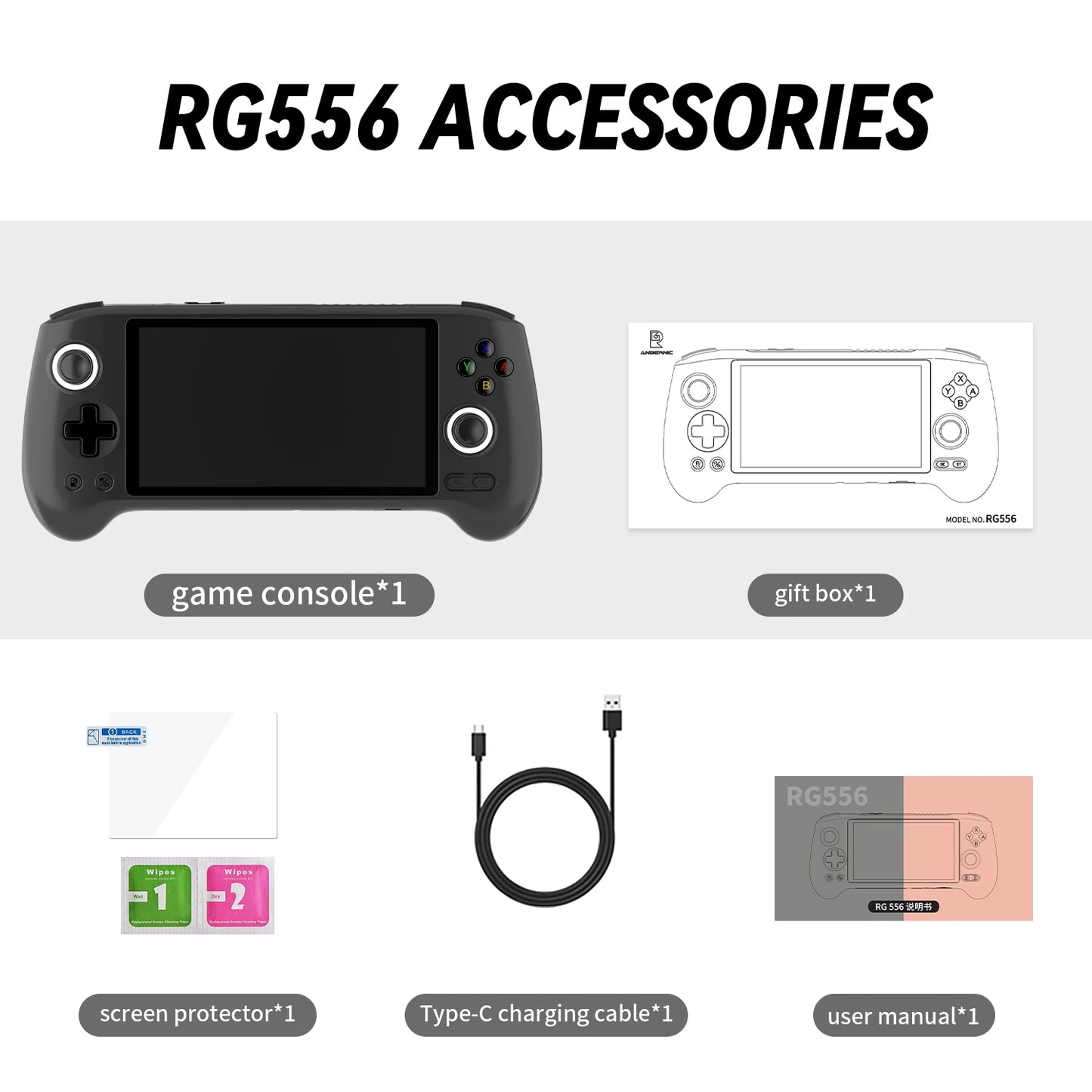 Anbernic RG556 Handheld Games Console 5.48" AMOLED Screen Unisoc T820 Android 5500mAh Video Gaming Player WiFi AI 1080p Out Gift