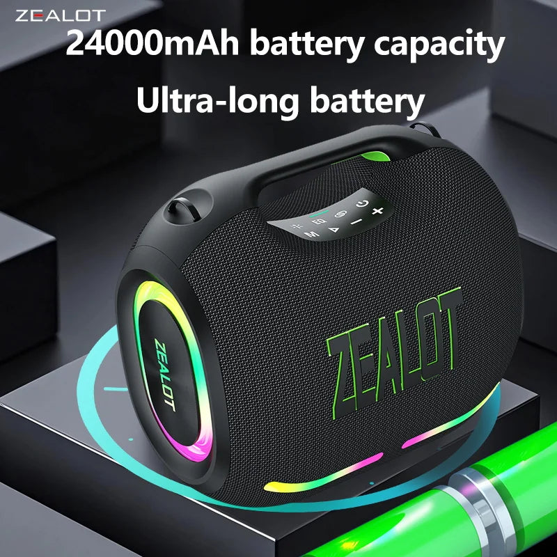 ZEALOT ZE01 120W Wireless Speaker With Carry Handle, TWS Dual Pairing, Fast Charging, 24000mAh Power bank, EQ Mode, RGB Light.