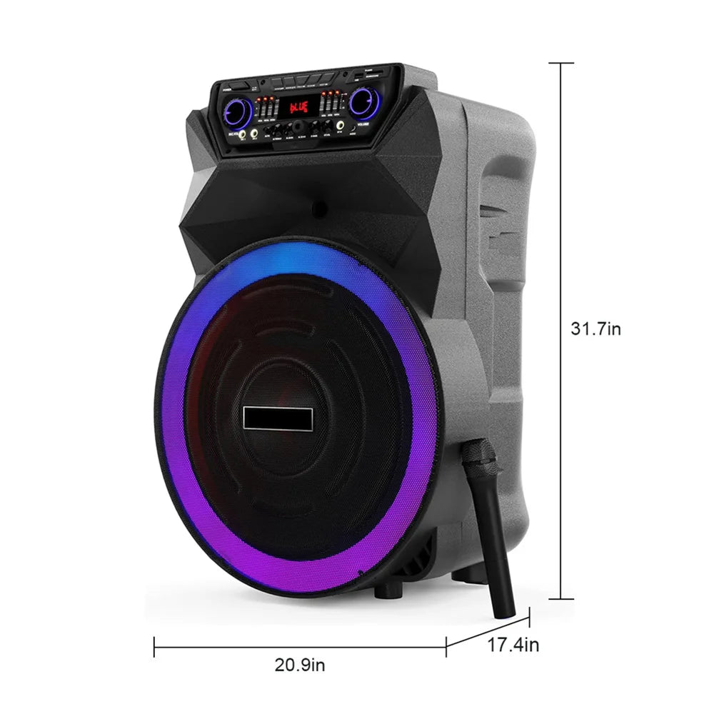 4500W Portable Bluetooth Party Speaker 18" Subwoofer Heavy Bass Sound System Dj Karaoke Led Light Loud Rechargeable Speaker