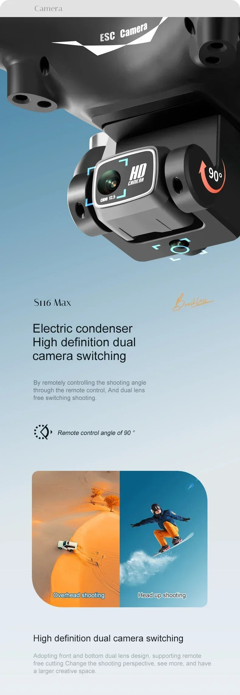 2025 New S116 MAX 8K Drone 3 Batteries+WIFI FPVDual Camera Ptical Flow 360° Obstacle Avoidance Brushless Motor RC Quadcopter