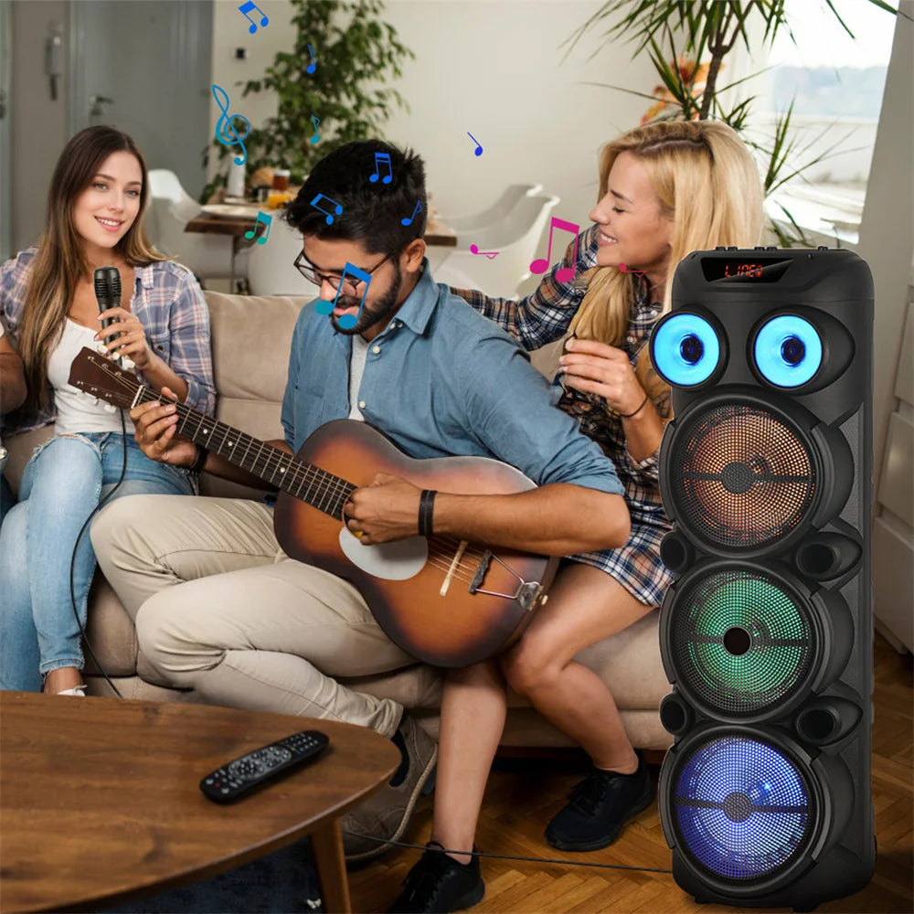 4000W Portable Bluetooth Speaker 3*8"Subwoofer Heavy Bass Sound System Party karaoke for Wireless Boombox Loud Speaker
