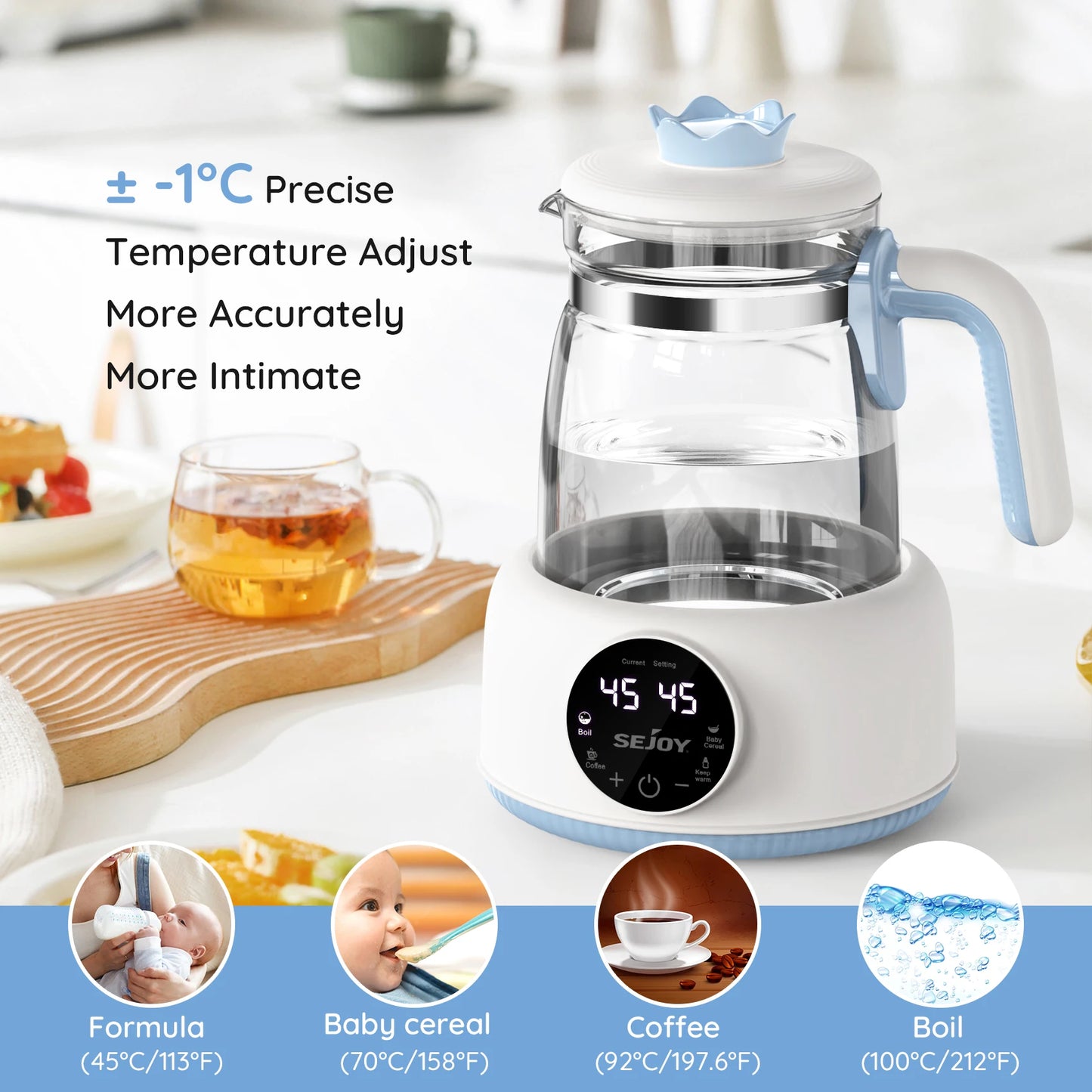 Bottle Warmer comfyer, Baby Bottle Warmer with LCD Display and Timer,110v 600W Electric Baby Formula Kettle for Boil,Coffee,Tea