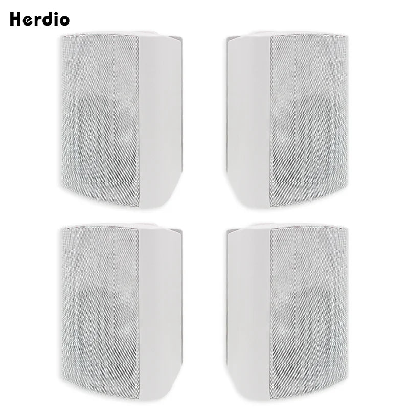Herdio 4PCS 5.25'' 600W Passive Indoor Outdoor Speakers Wired Waterproof Wall Mount Speakers With Loud Volume Perfect For Patio