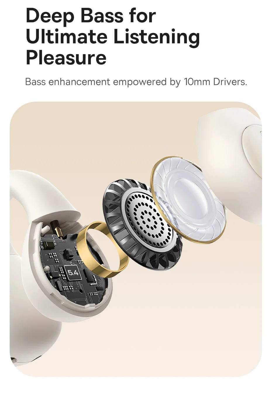 Baseus Bass 15 Clip Open Ear Earphones Wireless Bluetooth 5.4 Ear Clip Earphones Ear Sports TWS Earbuds 2-Mic ENC Headphones