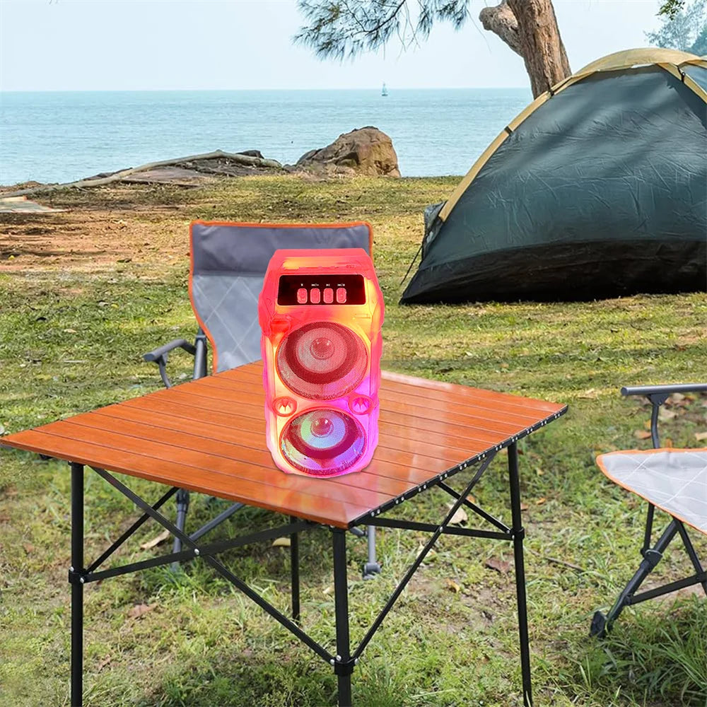 1000W Bluetooth Speaker Dual 3 inch Stereo Outdoor Portable Subwoofer 5.0 Wireless Speaker Rechargeable Transparent Speaker