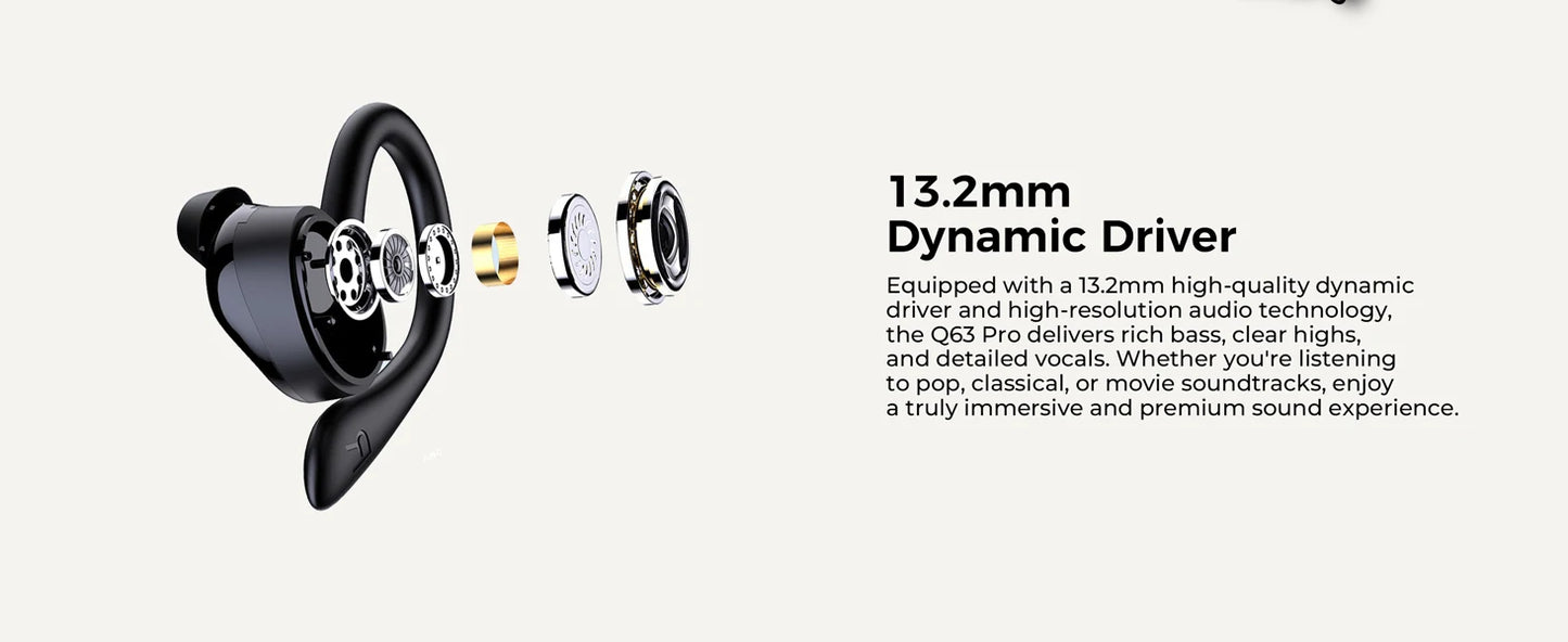 Q63 Wireless Headphone,Bluetooth Earphones,Waterproof Earpieces Sport Earbuds,for Huawei iPhone Android Xiaomi TWS Music Headset