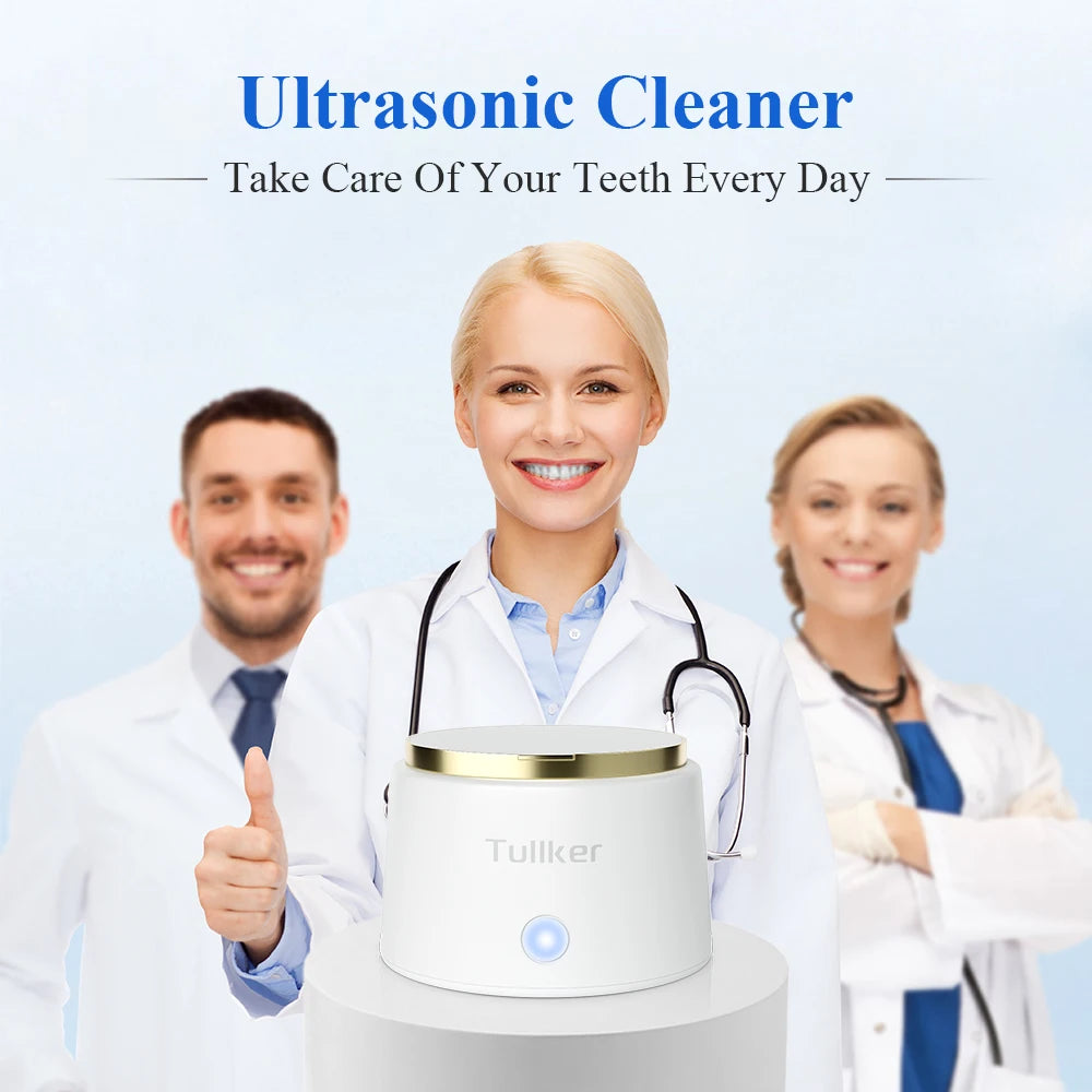 Tullker Household Ultrasonic Retainer Cleaner for Denture Jewelry Braces Cleaning with UV Light