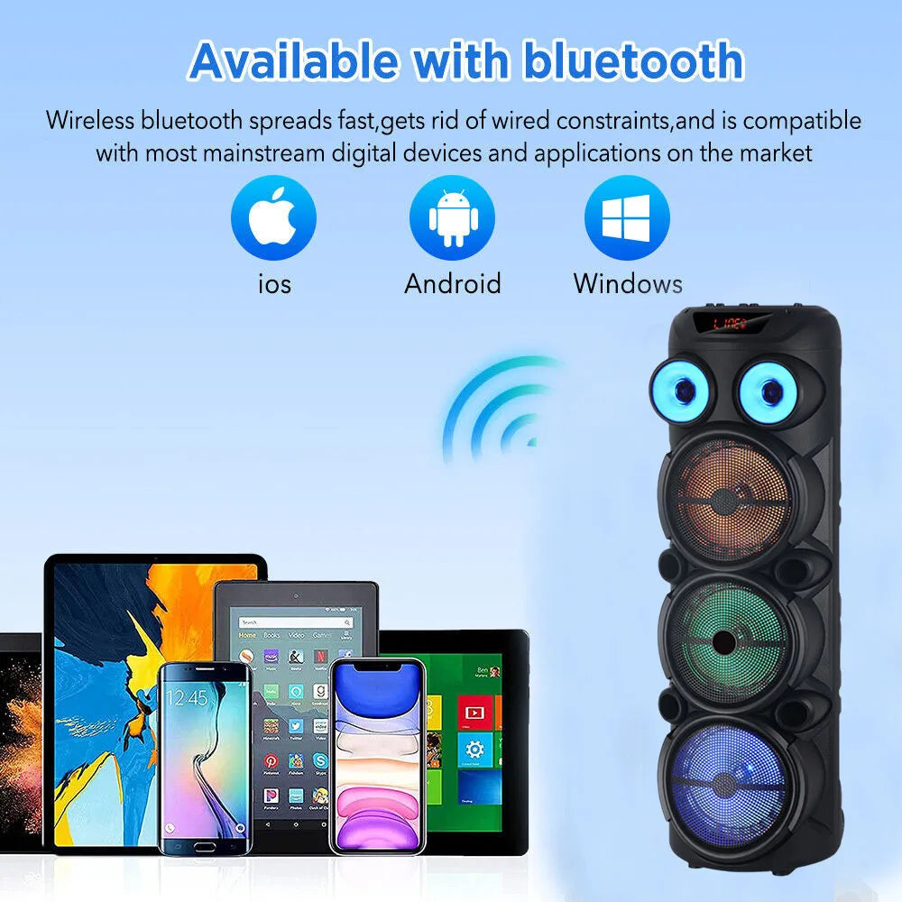 4000W Portable Bluetooth Speaker 3*8"Subwoofer Heavy Bass Sound System Party karaoke for Wireless Boombox Loud Speaker