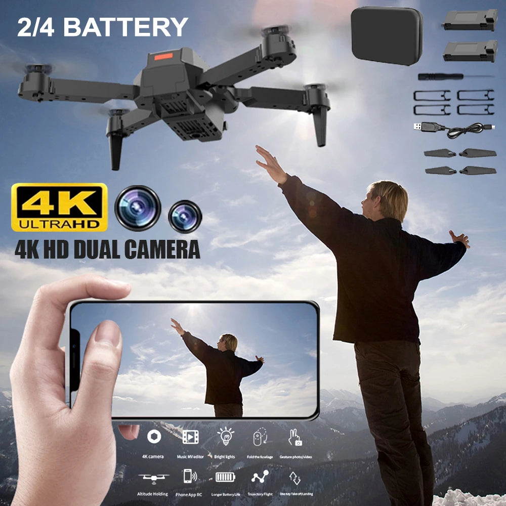E88 Pro RC Drone WiFi FPV Height Hold Foldable Obstacle Avoidance 4K Wide-Angle HD Camera Quadrotor Helicopter Children's Toys