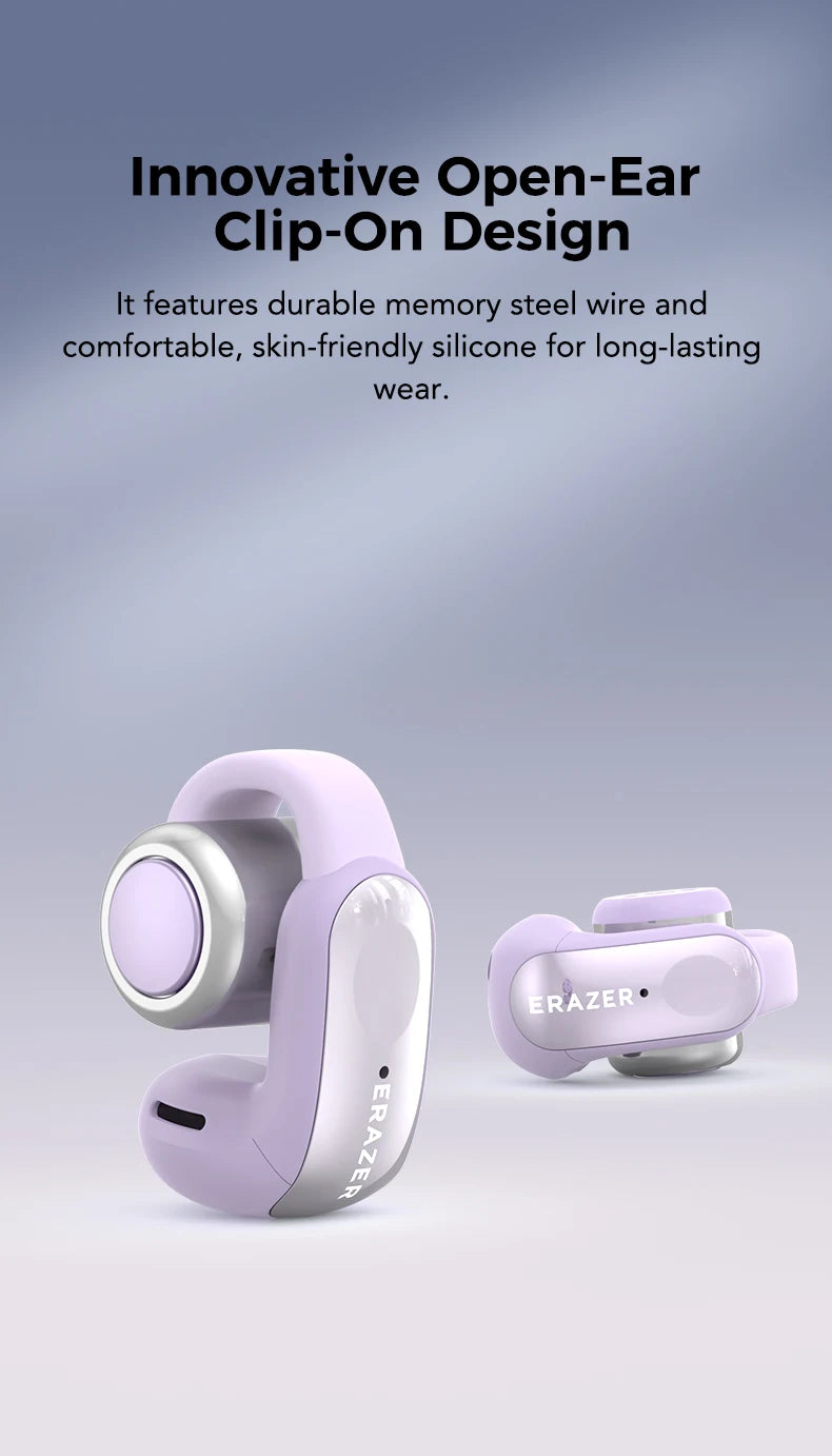 ERAZER XF28 Ear Clips AI Translator Earphones Bluetooth V6.0 Comfortable Stable Sports Wireless Headphones with LCD Display