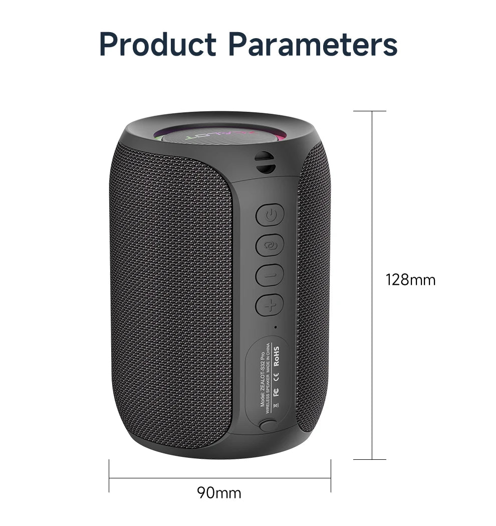 S32PRO Mini Bluetooth Speaker Portable Wireless Column HIFI Stereo Waterproof Sound Box 15W Wireless Speaker for Outdoor