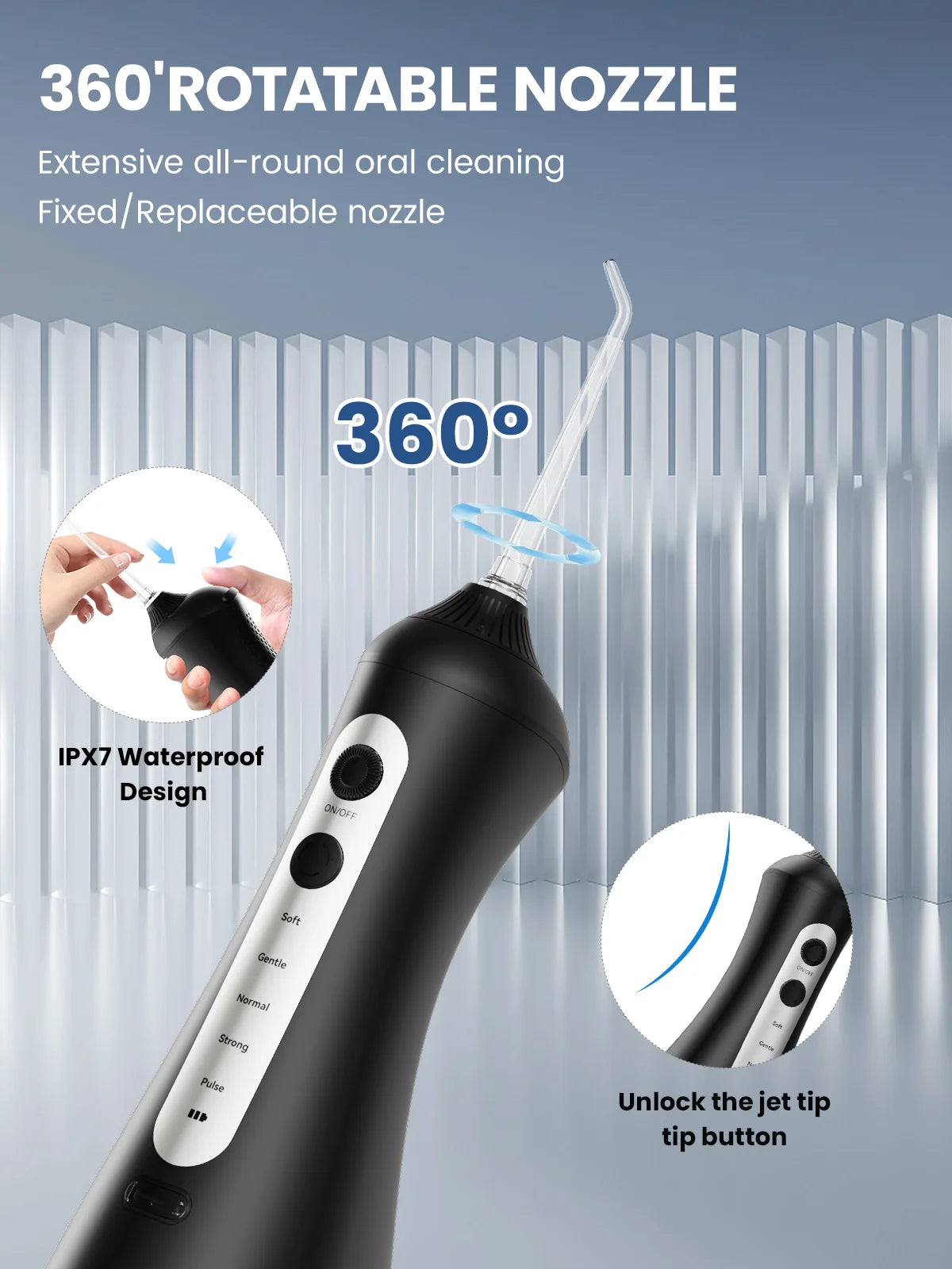 SEJOY Dental Oral lrrigator for Men Women Teeth Cleaner Portable Dental Water Flosser 4 Modes IPX7 Mouth Washing Machine