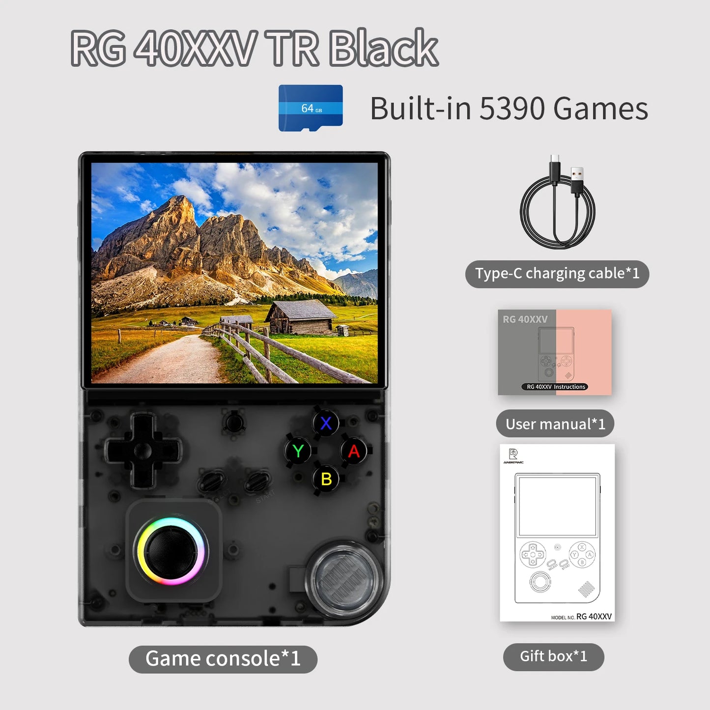 ANBERNIC RG40XXV Retro Handheld Game Console 4.0'' IPS Screen Linux 64-Bit RGB Joystick Players Supports WiFi Bluetooth HDMI Out