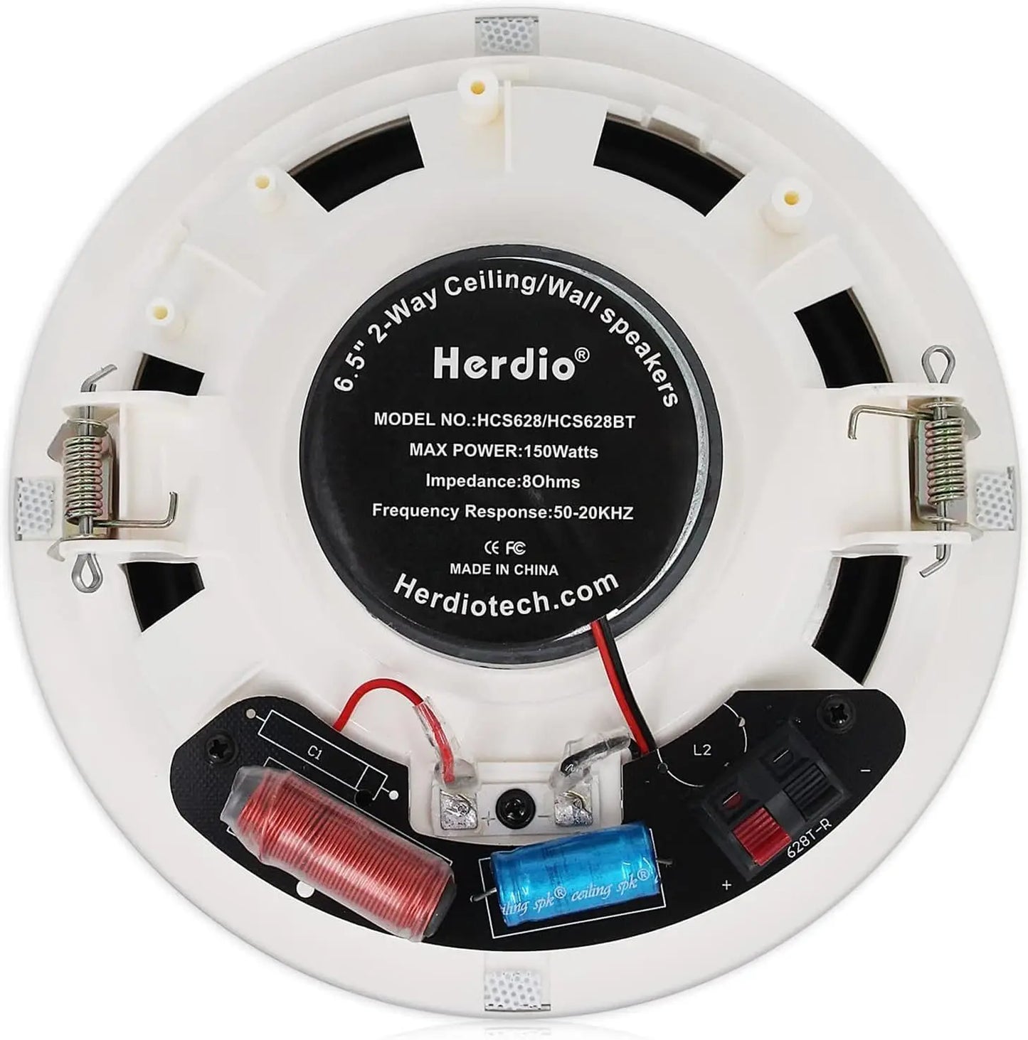 Herdio 6.5 Inch Home Audio 300W Ceiling Bluetooth Speaker HIFI Full Range Stereo System For Indoor Kitchen Bedroom Bathroom