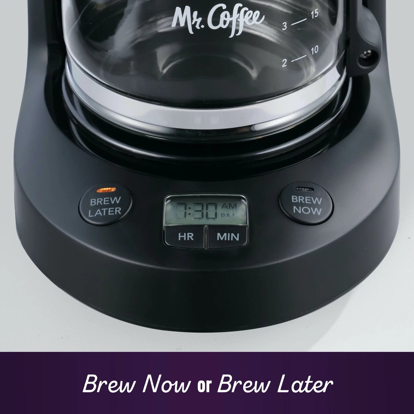 5-Cup Programmable Coffee Maker, 25 oz. Mini Brew, Brew Now or Later, Black & Chrome