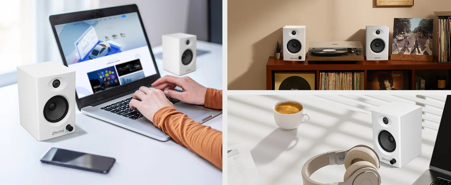 OHAYO 60W Computer Speakers for Gaming and Music, Active Bluetooth 5.3, Stereo 2.0 Speakers for Desktop PC Monitor or Laptop