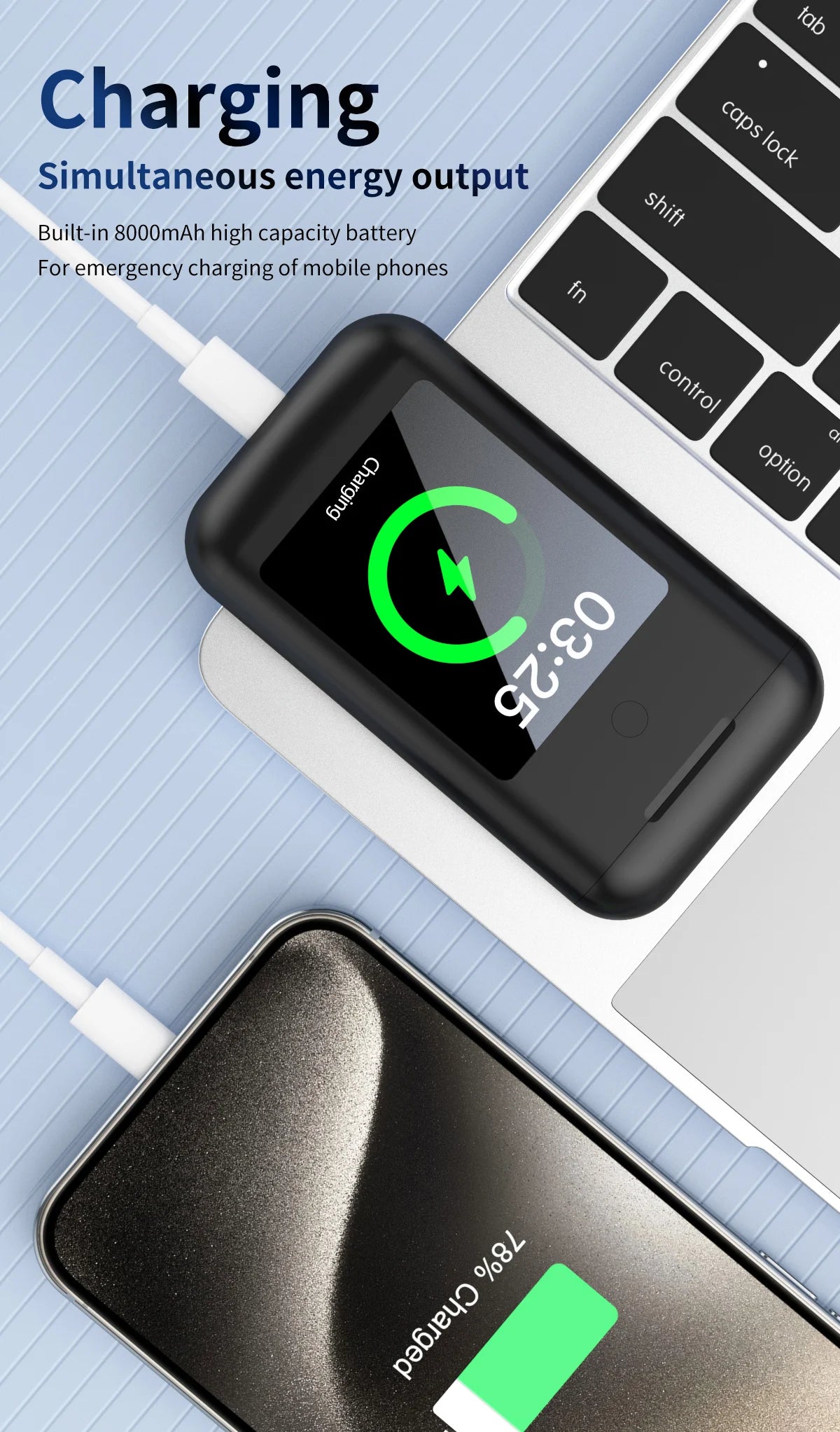 Multiple Function In Ear Bluetooth Wireless Earphone Charging Case With 2.8" Touch Screen Power Bank Headphone Music Game