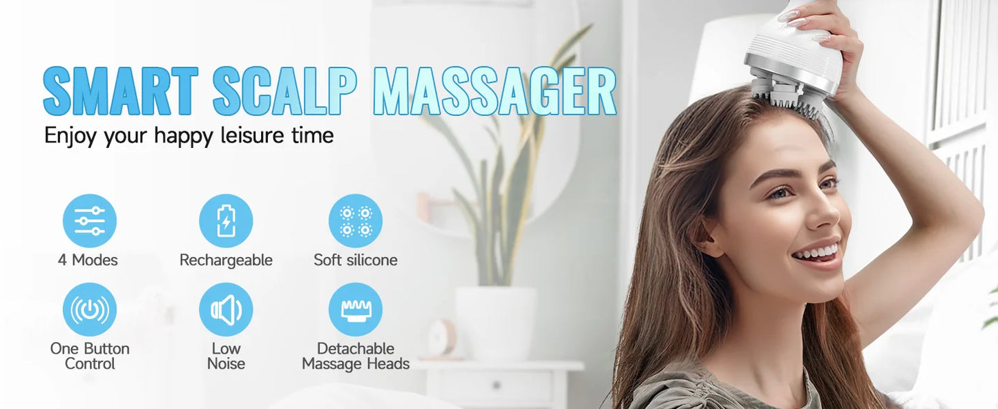 Electric Hair Scalp Massager with Kneading 84 Massage Node, Handheld Scratcher Massager for Hair Growth, Deep Clean,Stress Relax