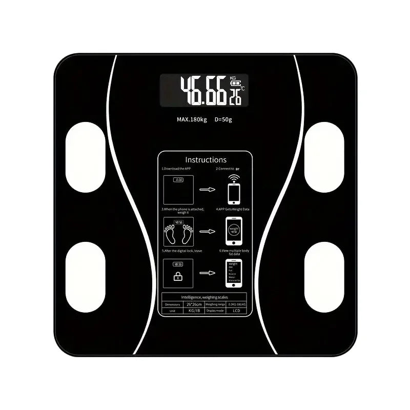 Intelligent Bathroom Scale, Digital Body Scale, With Backlit LED Display Screen And Sturdy Tempered Glass Suitable for home use