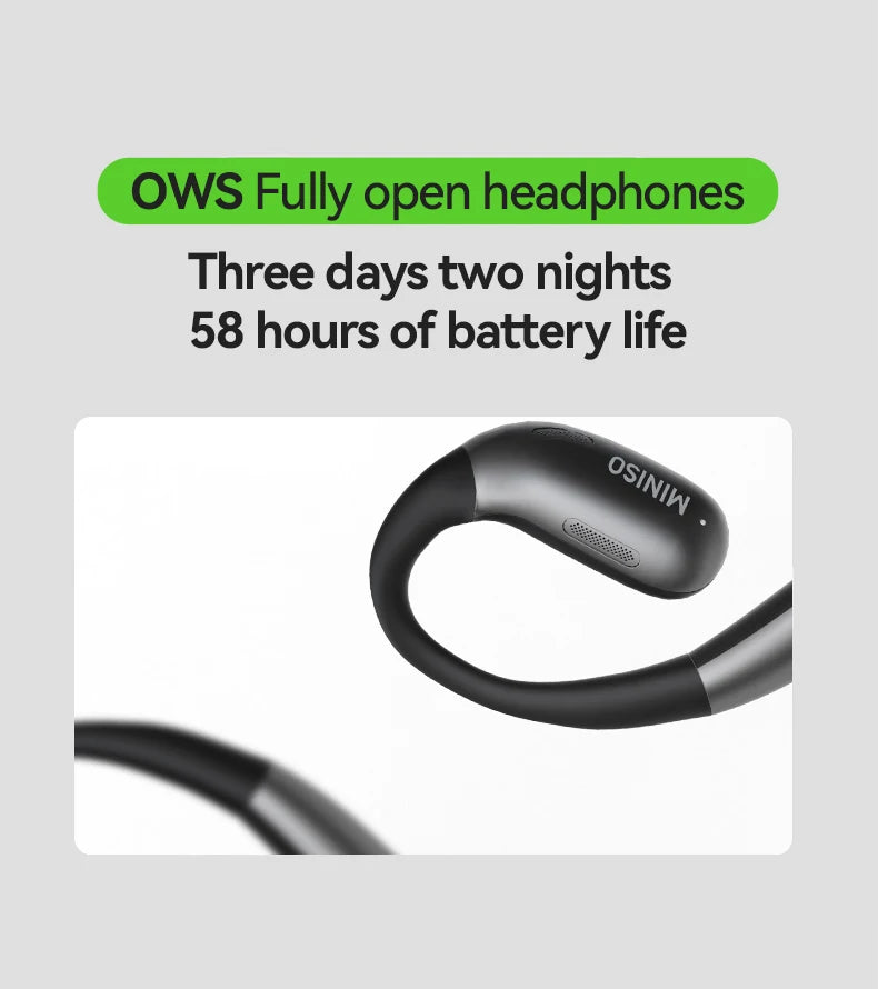 MINISO X28 Bluetooth Headset 5.4 Sports Headset Button Control Noise Cancelling Foldable Ear Hanging Headphones 48 Hours Of Lon
