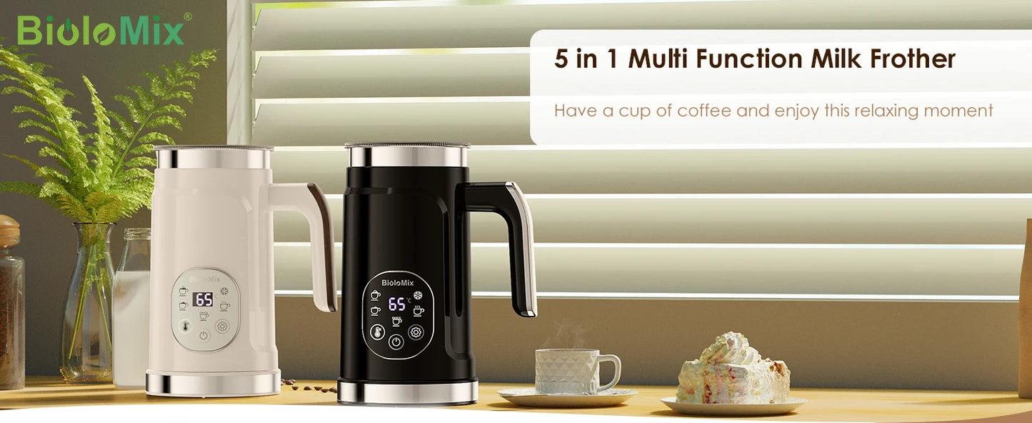 BioloMix,4 in 1 Automatic Hot and Cold Milk Frother Warmer for Latte, Foam Maker, Hot Chocolates, Cappuccino