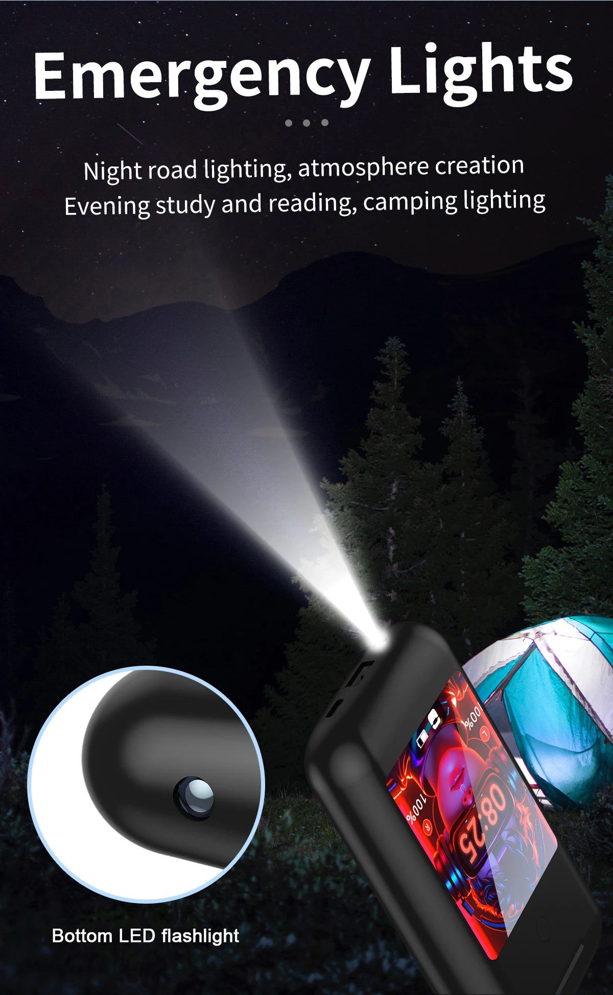 Multiple Function In Ear Bluetooth Wireless Earphone Charging Case With 2.8" Touch Screen Power Bank Headphone Music Game