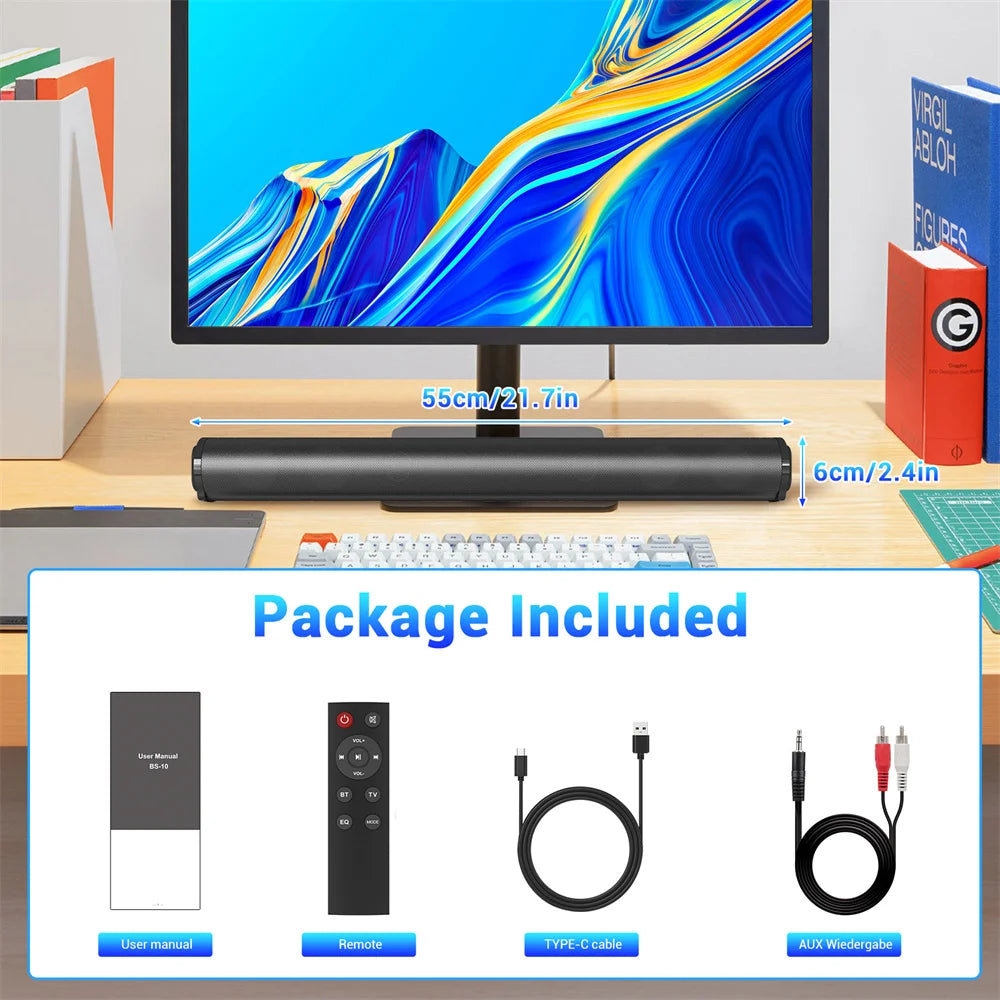Sound Bar TV Sound System Bluetooth Speaker Wireless Subwoofer Bass Home Theater Rechargeable Lound Portable Speaker