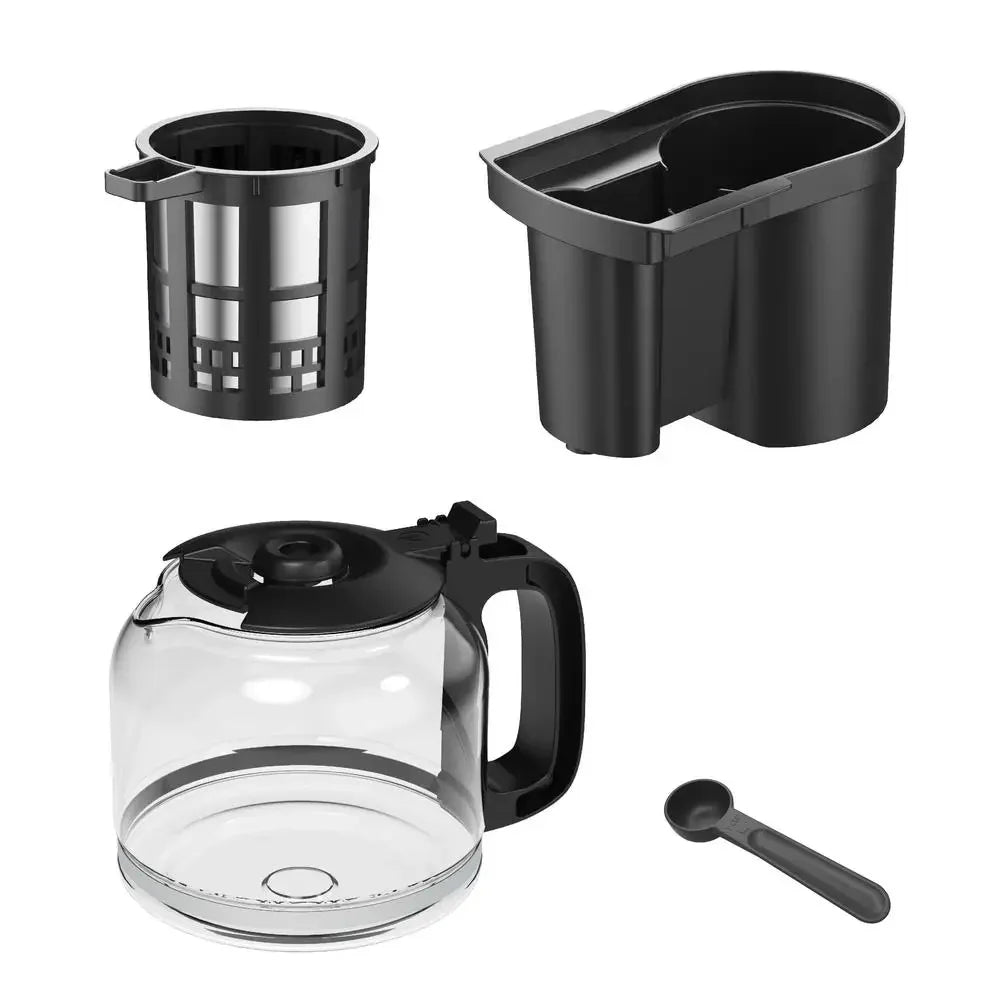 12-Cup Programmable Grind & Brew Coffee Maker Integrated Grinder Black New Stainless Steel Glass Carafe Timer Aroma Freshness