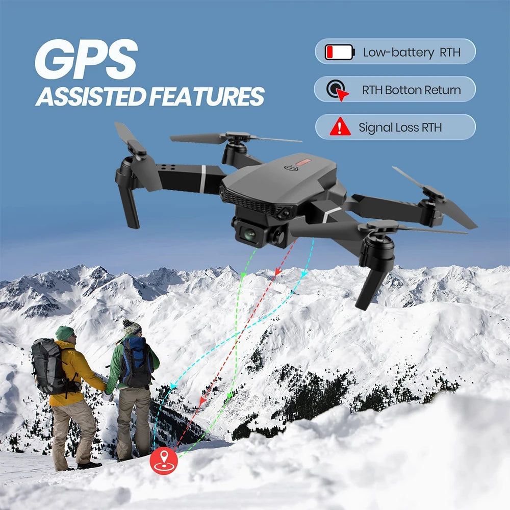 E88 Pro RC Drone WiFi FPV Height Hold Foldable Obstacle Avoidance 4K Wide-Angle HD Camera Quadrotor Helicopter Children's Toys