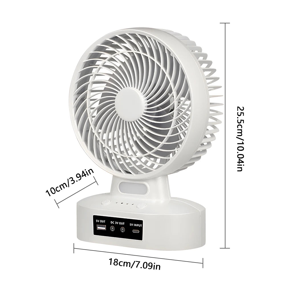 New Rechargeable Fan with 6V 3.5W Solar Panel, USB port,LED light and 2 Free Bulbs 3 Wind Speeds Outdoor Portable Camping Fan
