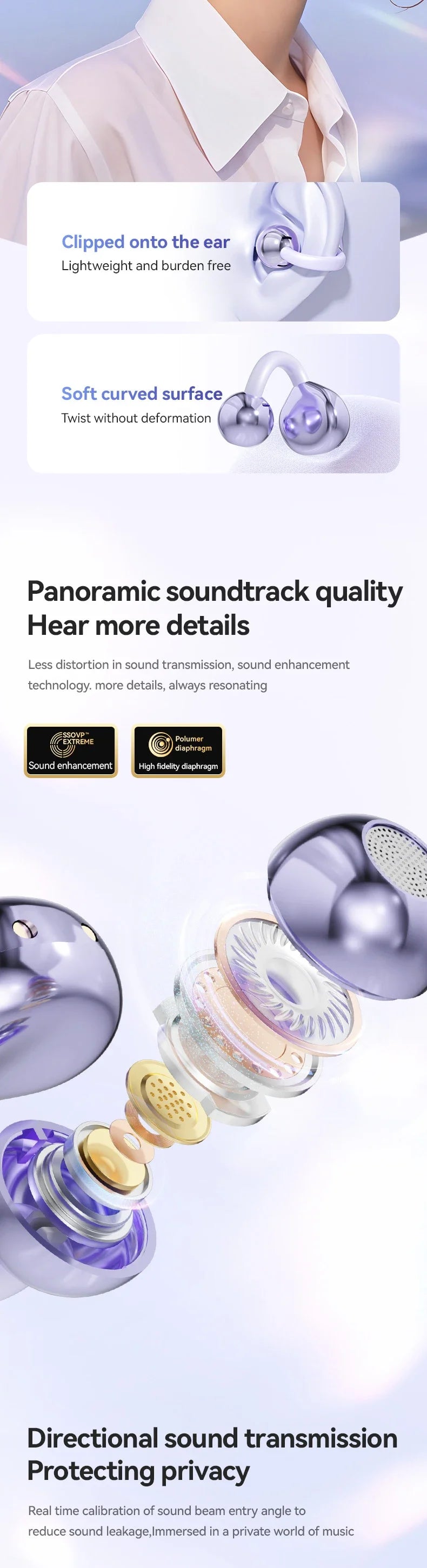 Original Redmi Open Ear Clip Earbuds ENC Wireless Bluetooth5.4 Headphone Noise Cancelling Earphone With Mic For Android iOS