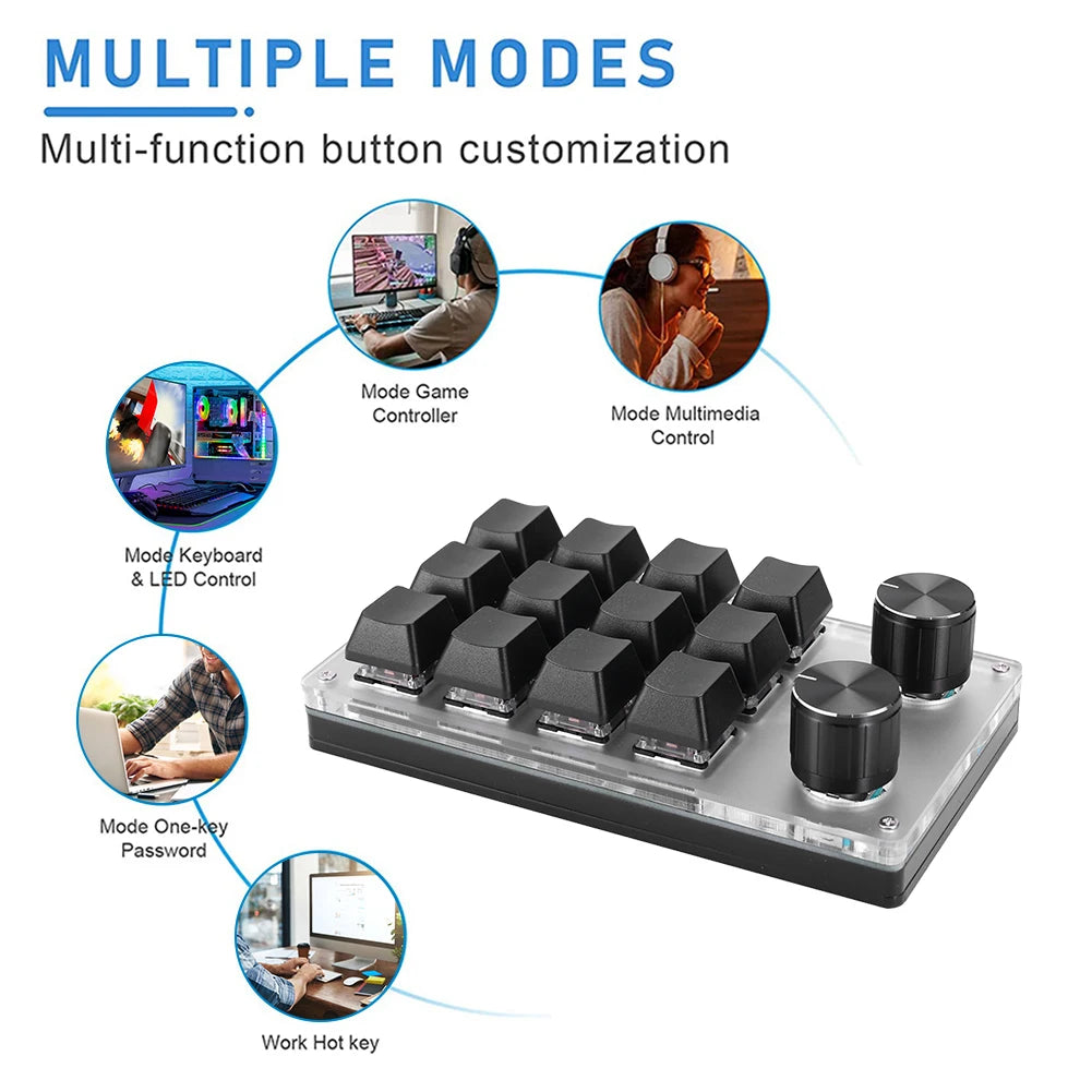 USB Custom Keyboard Volume Button Knob Programming Macro Gaming Hotswap Keypad Mechanical Red Switch Keyboard 3/9/12 Key