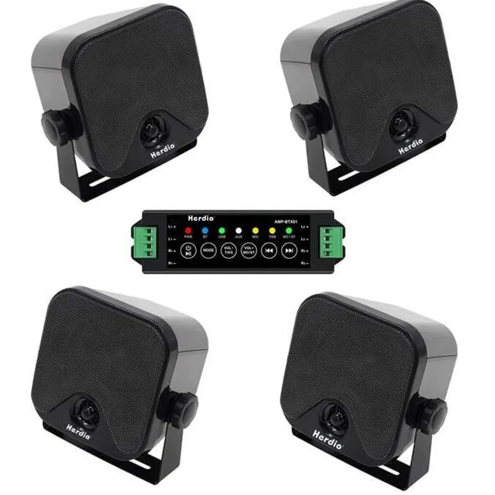 Herdio 4'' 4PCS Bluetooth Golf Cart Speakers 240W Waterproof Marine Speakers For Outdoor Boat ATV UTV Jeep Courtyard Powersports
