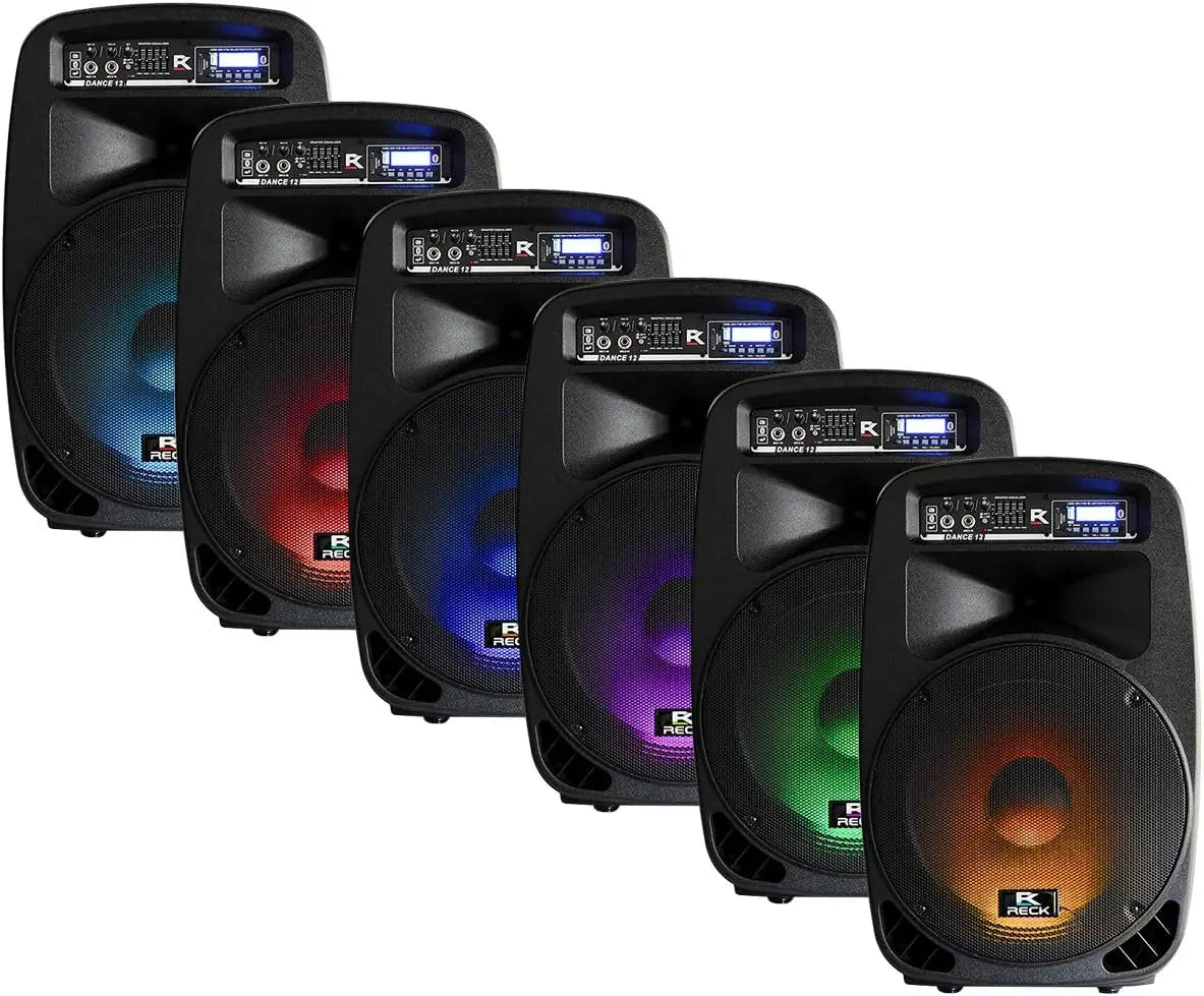 PRORECK Dance 12 Portable 12-Inch 1000 Watts 2-Way Powered PA Speaker System Combo Set with Bluetooth/USB/SD Card Reader/FM