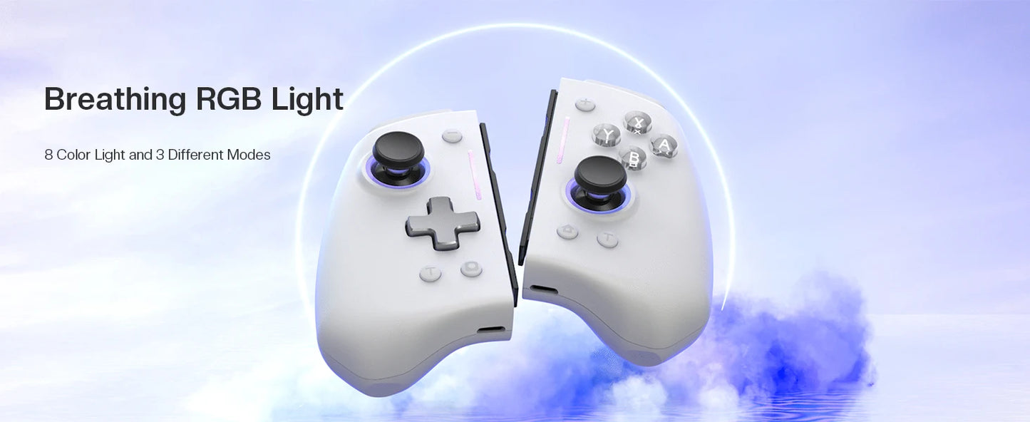 NYXI Hyperion Pro Hall Joystick Wireless Game Controller White Gamepad with RGB Lights for Nintendo Switch PC Controller