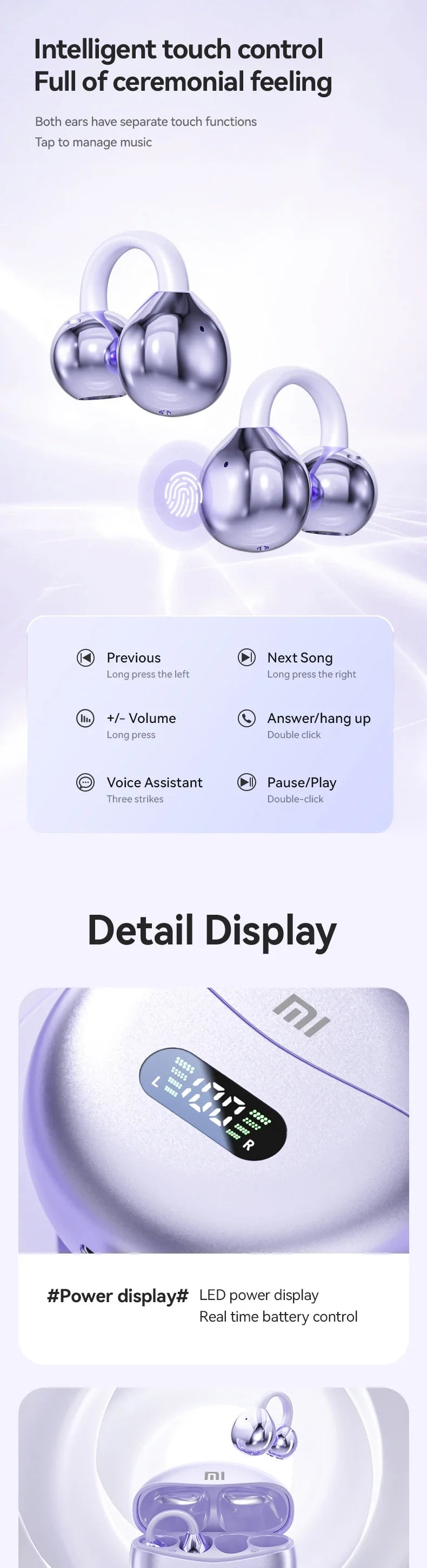Original Redmi Open Ear Clip Earbuds ENC Wireless Bluetooth5.4 Headphone Noise Cancelling Earphone With Mic For Android iOS