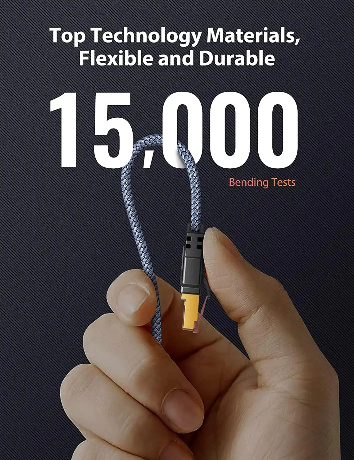 MIZIQIER 2-Pack 40Gbps Cat8 Ethernet Cable 2000Mhz Braided Falt Cable,RJ45 Connector for Router,Modem, PC, Gaming, PS5, Xbox