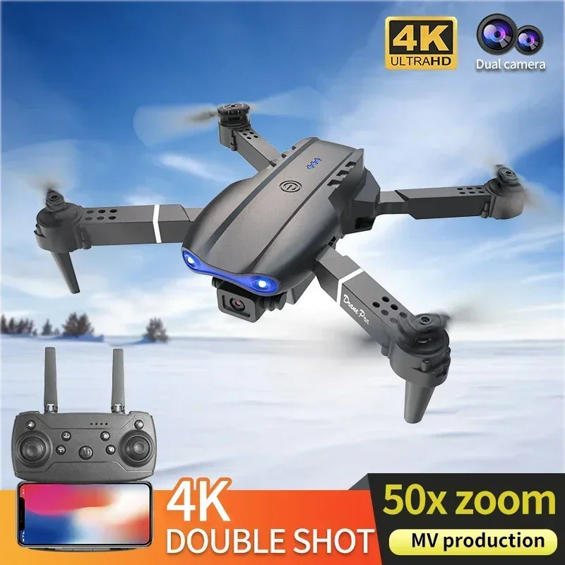 E99Pro 4K FPV Drone 2025 Newest 1080P HD Camera WiFi Live Video Foldable RC Quadcopter Altitude Hold Headless Mode Easy to Fly