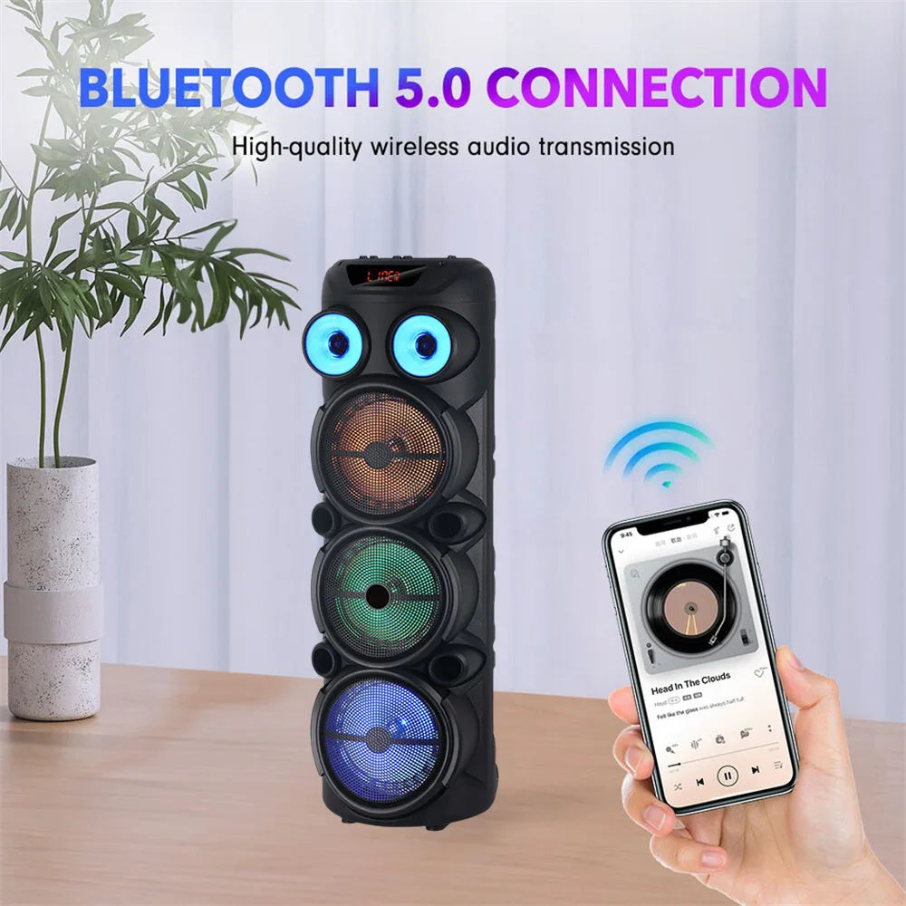 4000W Portable Bluetooth Speaker 3*8"Subwoofer Heavy Bass Sound System Party karaoke for Wireless Boombox Loud Speaker