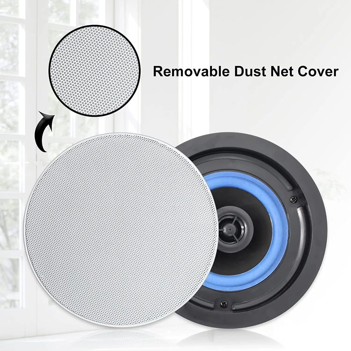 Herdio 4PCS 4'' 320W 2 Way Flush Mount Passive Ceiling Speakers Home Recessed Speaker System Perfect For Bathroom Living Room