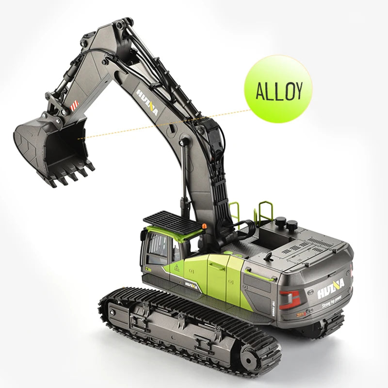 HUINA 1593 1/14 RC Excavator Toy 22CH 2.4G Remote Control Construction Vehicle with Light Sound Gift for Kids TH18066
