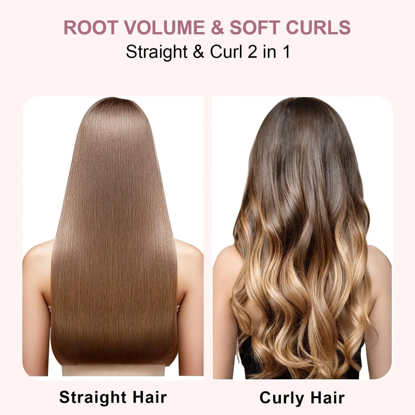 Thermal Brush, 1.5 inch Heated Round Curling Brush Hair Dryer and Styler, Less Frizz Hair Hot Straightener Comb with Detachable