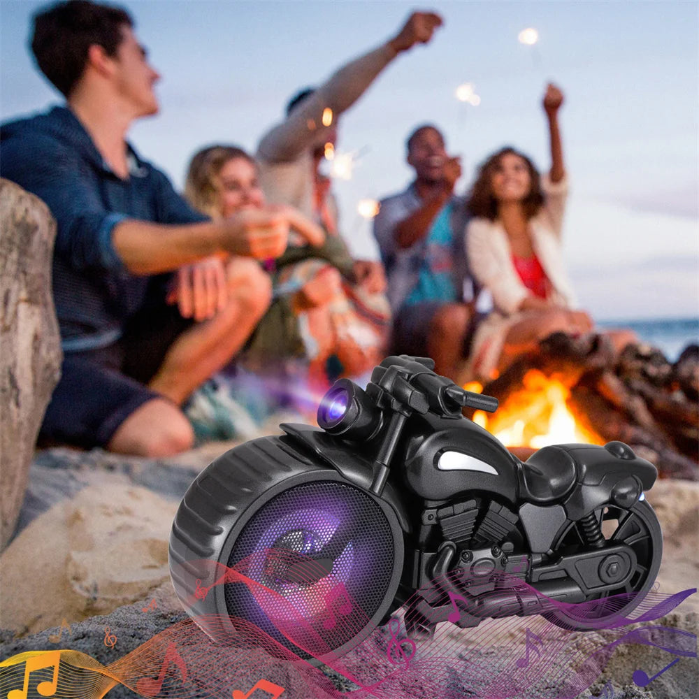 Bluetooth Speaker Motorcycle Replica Retro Ride FM Radio TWS LED Party Lights Tws Rechargeable USB TF Outdoor Speaker