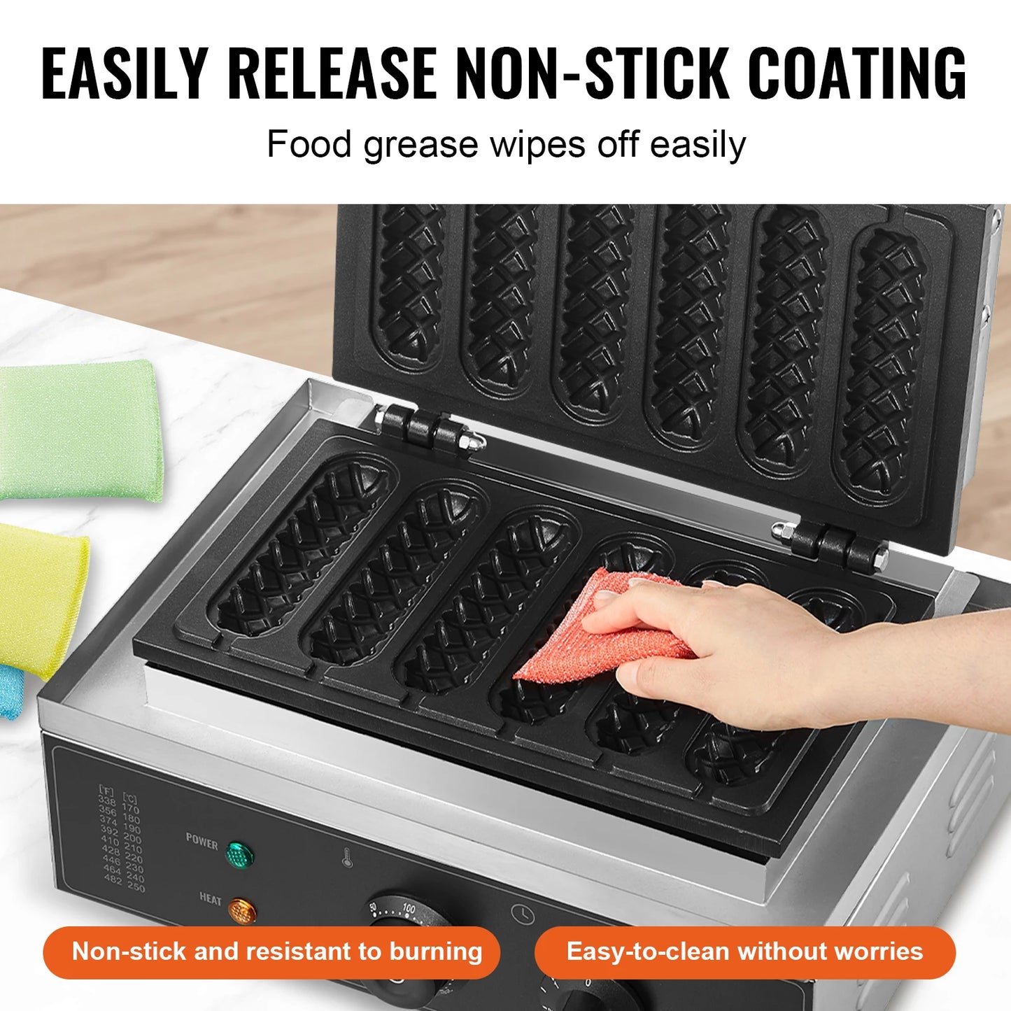 SucceBuy Commercial Waffle Stick Maker 6PCS Waffle Baker Machine Non-Stick Stainless Steel Corn Hot Dog Waffle for Restaurant