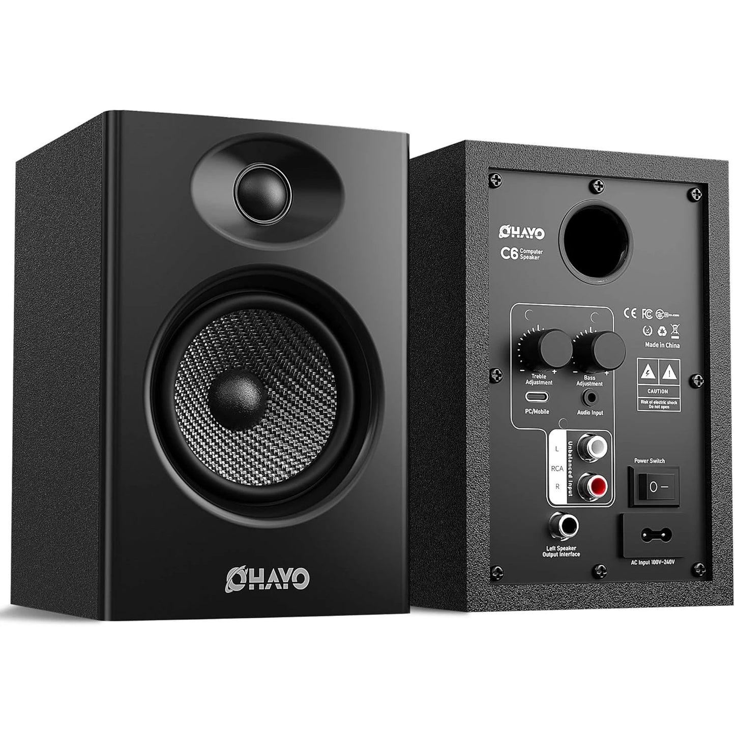 OHAYO 60W Computer Speakers for Gaming and Music, Active Bluetooth 5.3, Stereo 2.0 Speakers for Desktop PC Monitor or Laptop