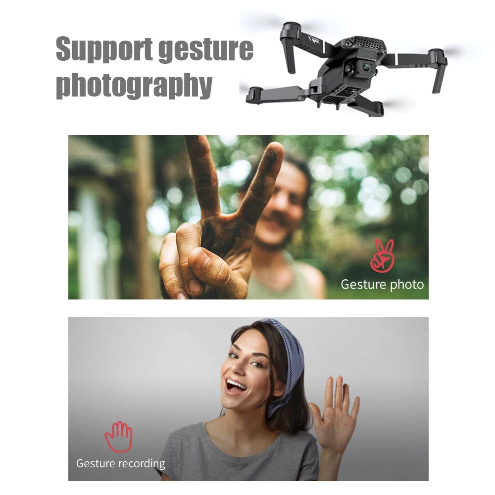 E88 Pro RC Drone WiFi FPV Height Hold Foldable Obstacle Avoidance 4K Wide-Angle HD Camera Quadrotor Helicopter Children's Toys
