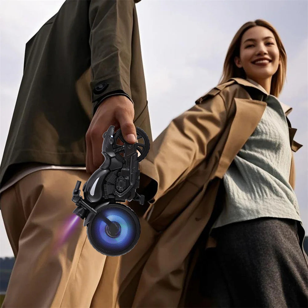 Bluetooth Speaker Motorcycle Replica Retro Ride FM Radio TWS LED Party Lights Tws Rechargeable USB TF Outdoor Speaker