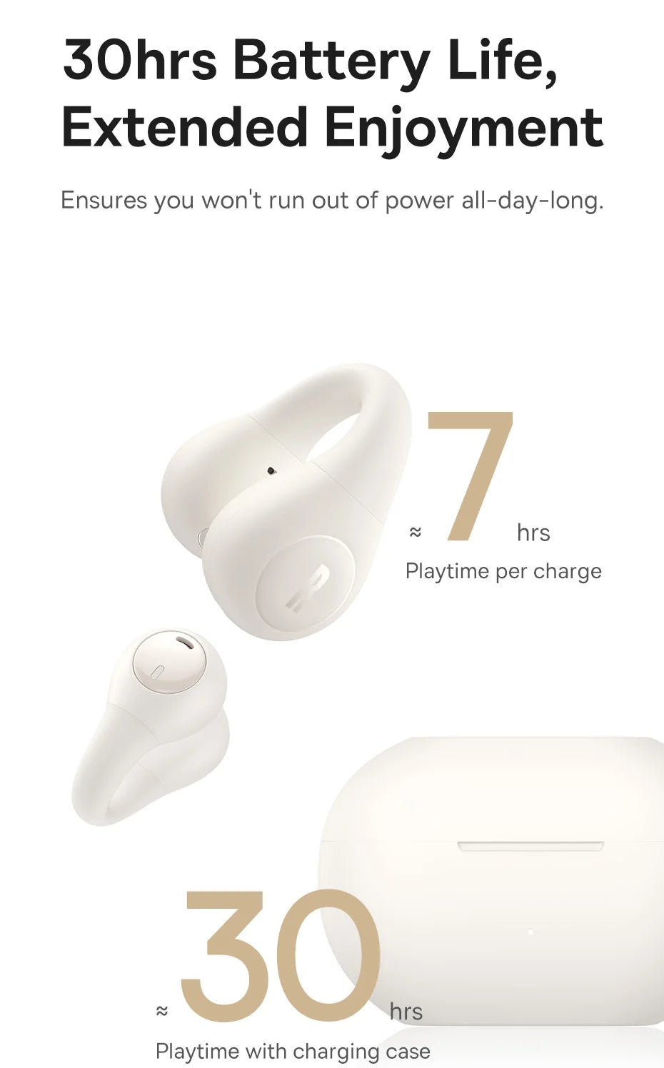 Baseus Bass 15 Clip Open Ear Earphones Wireless Bluetooth 5.4 Ear Clip Earphones Ear Sports TWS Earbuds 2-Mic ENC Headphones