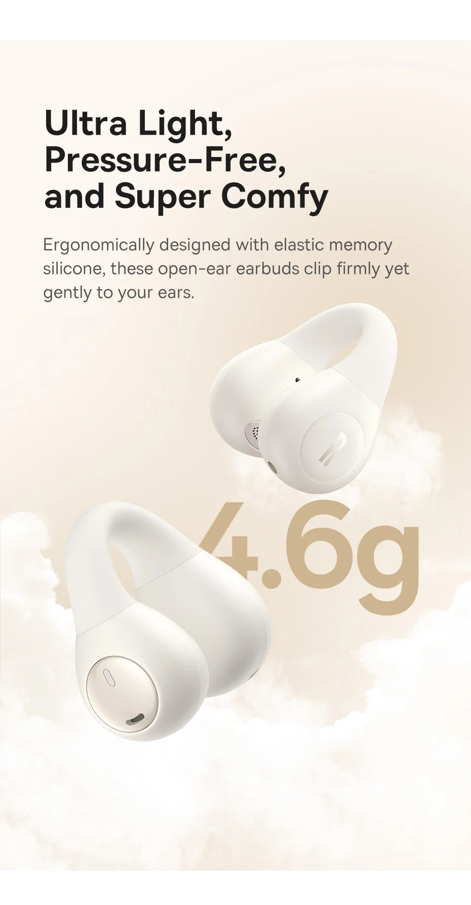 Baseus Bass 15 Clip Open Ear Earphones Wireless Bluetooth 5.4 Ear Clip Earphones Ear Sports TWS Earbuds 2-Mic ENC Headphones